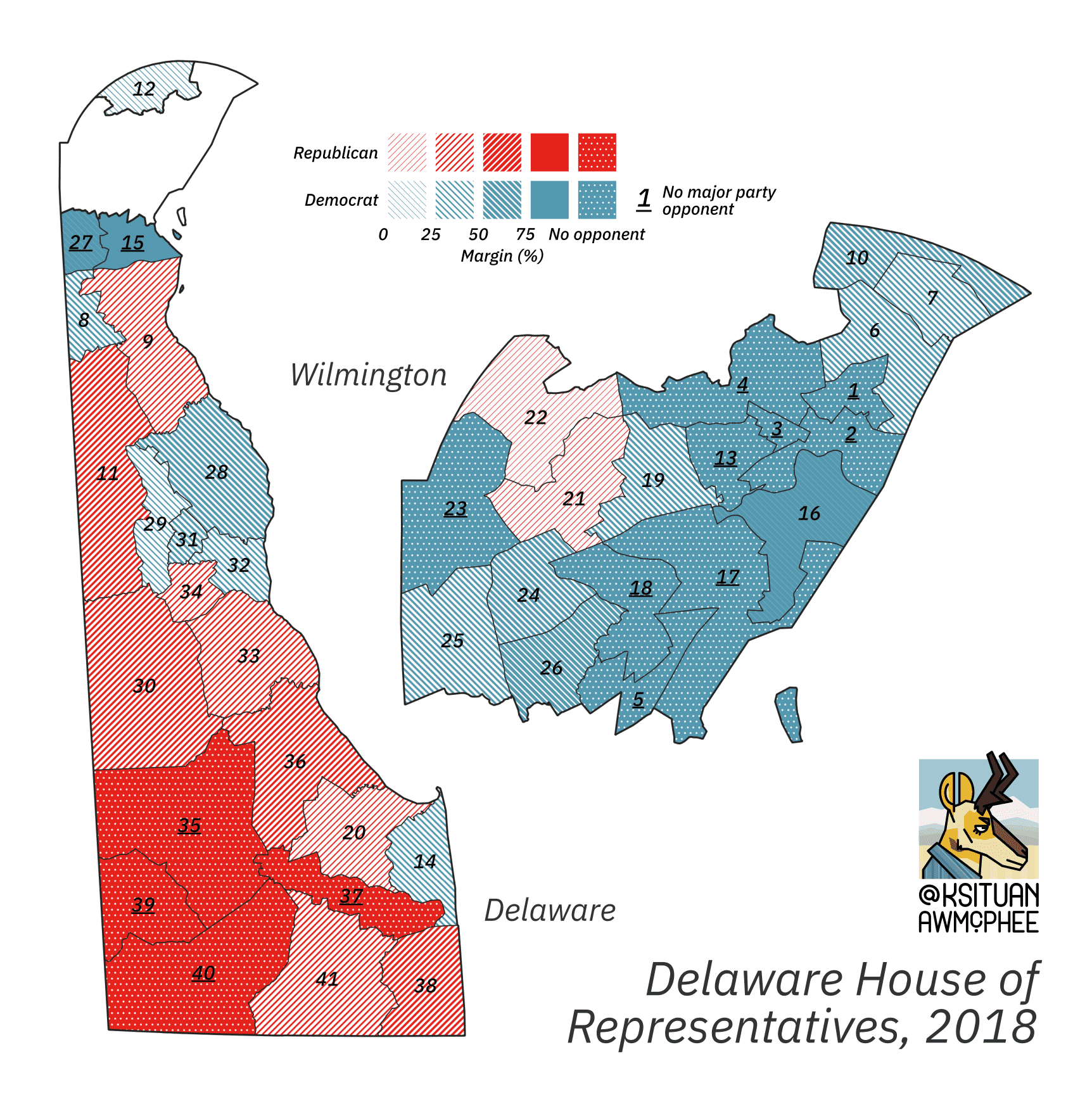 A political map of Delaware.