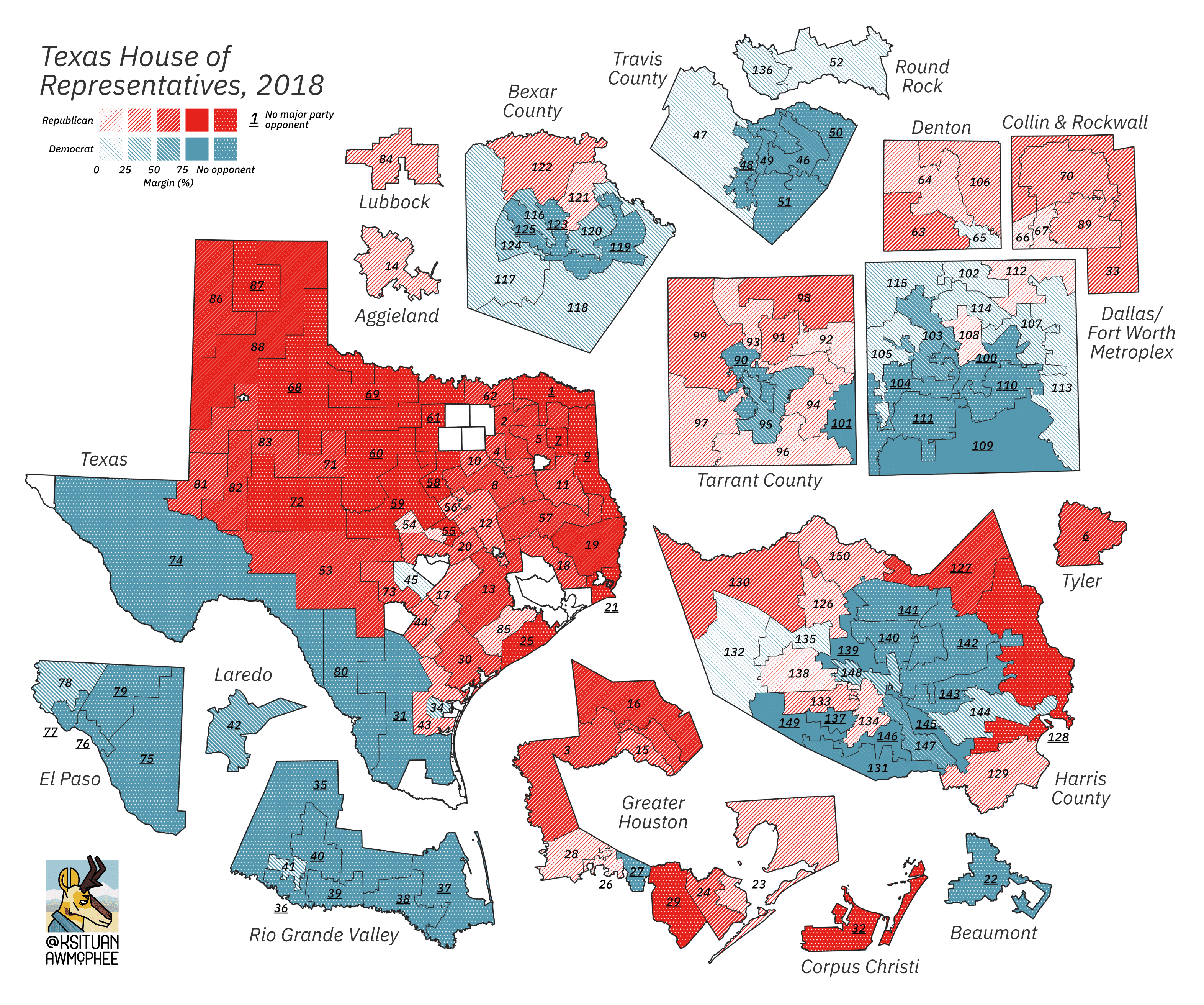 A political map of Texas.