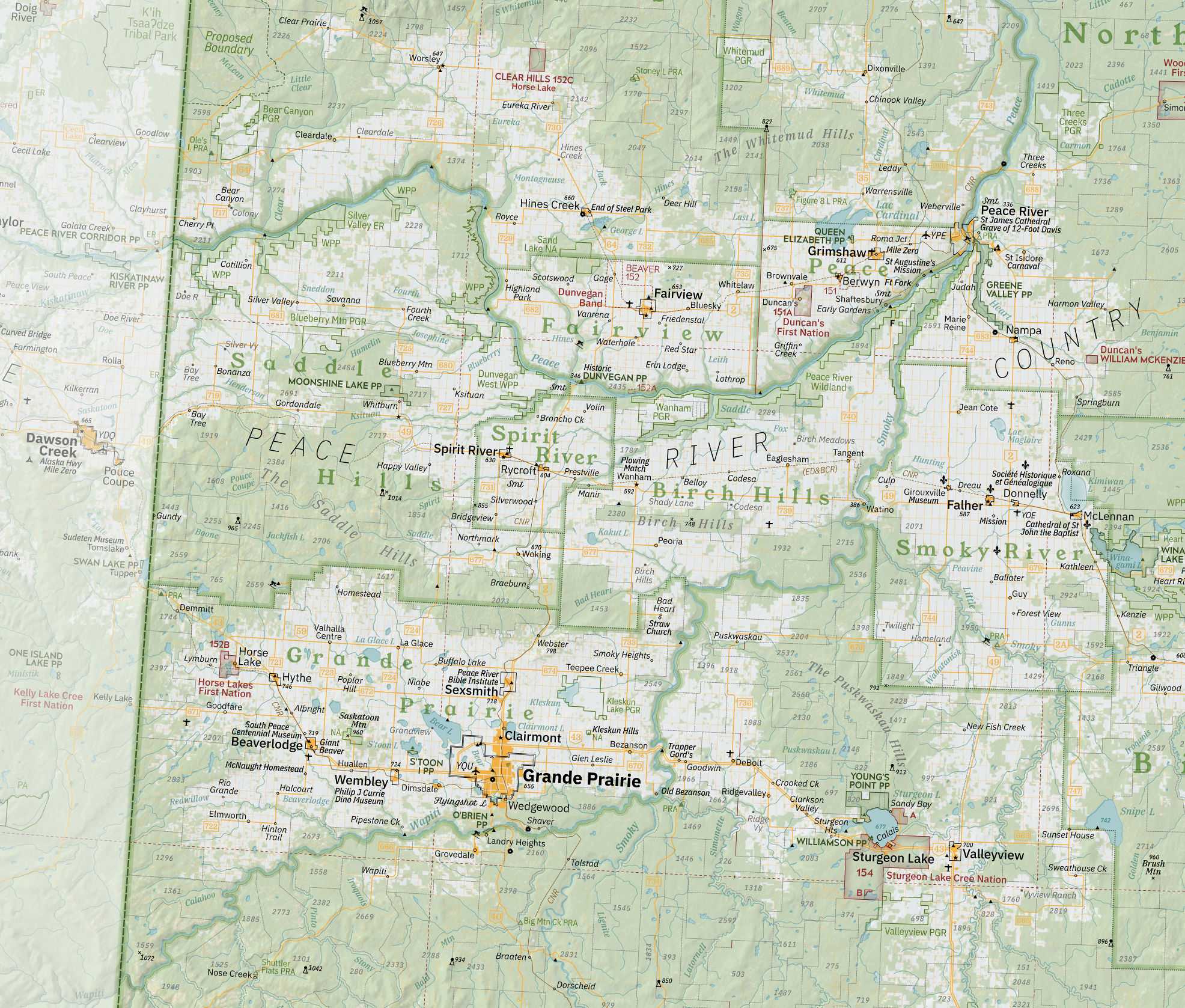 A map of the Peace River Country.