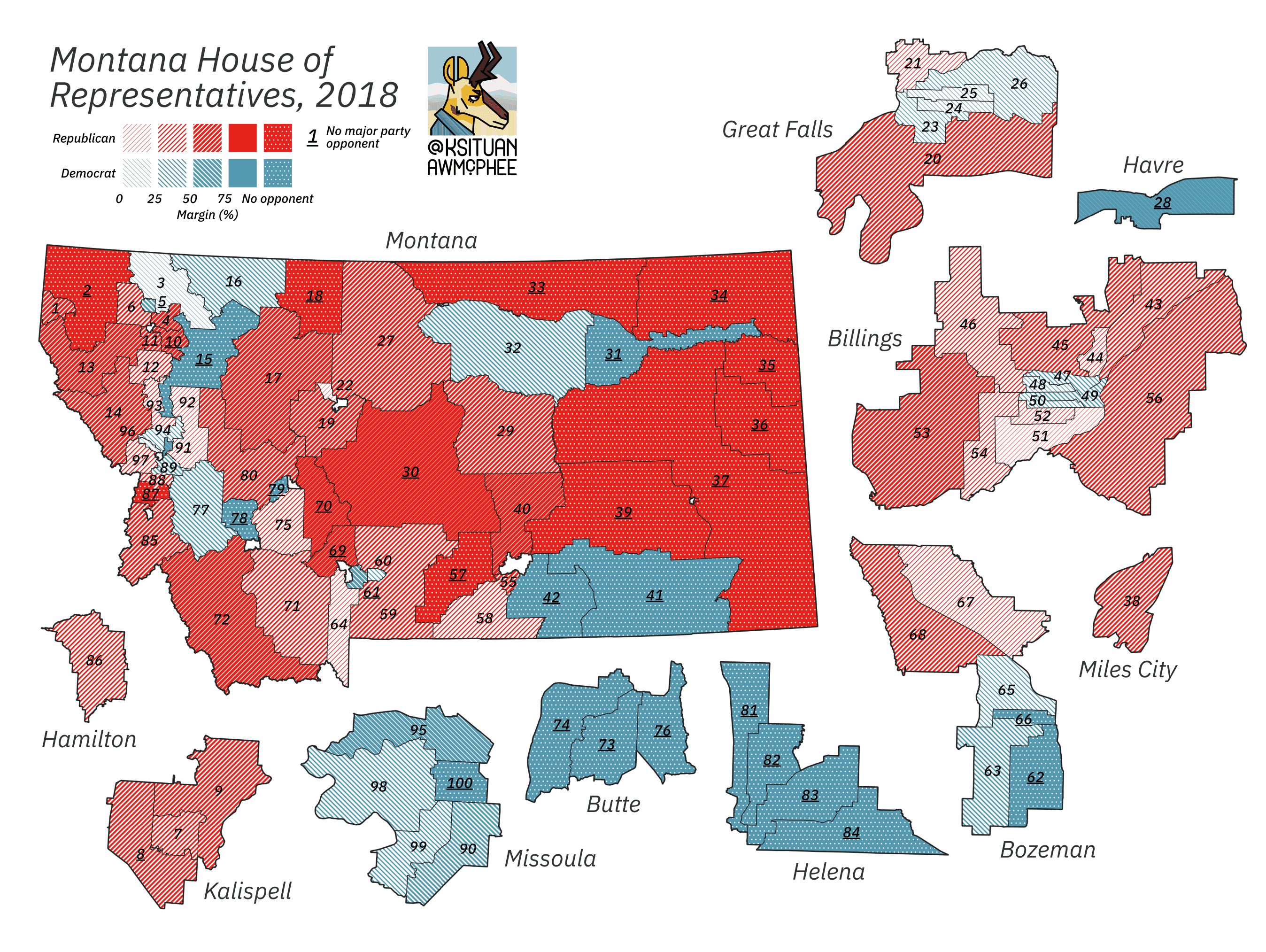 A political map of Montana.