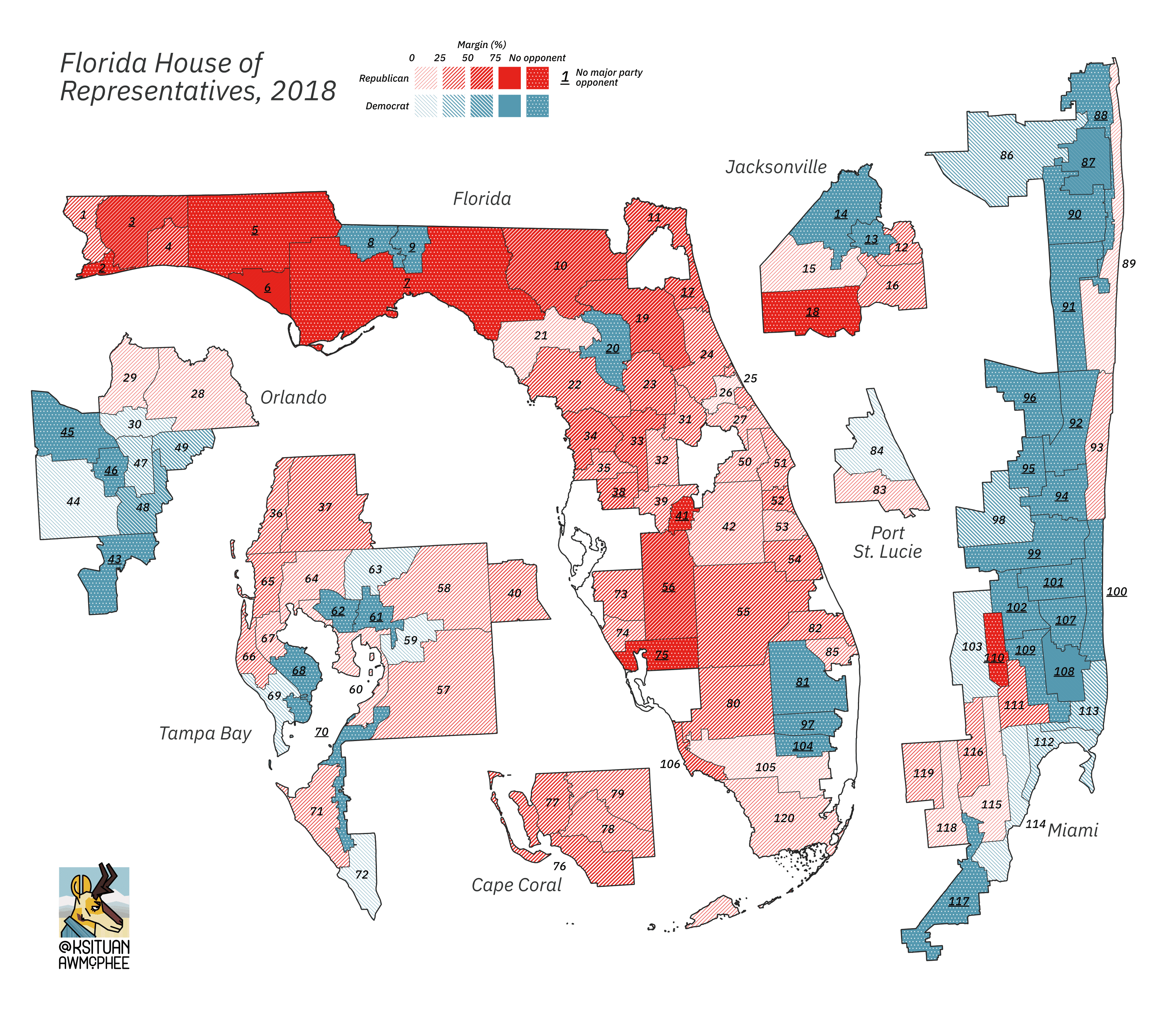 A political map of Florida.