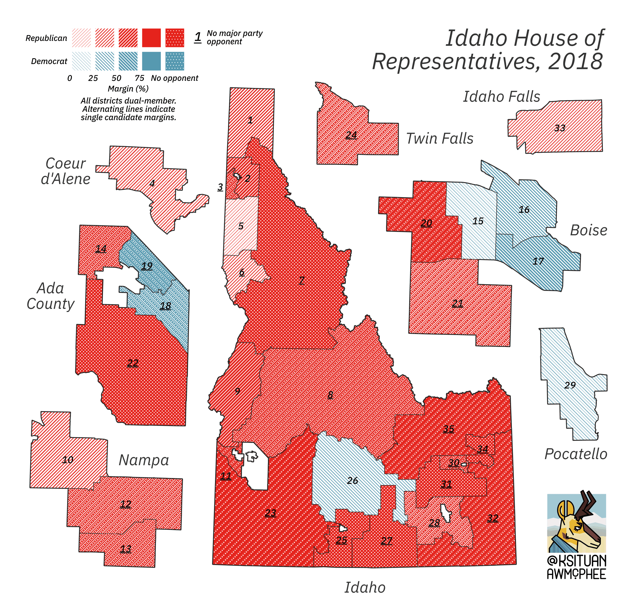 A political map of Idaho.